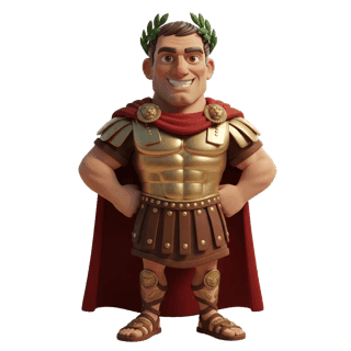 Julio César como personaje ilustrado del pool de célebres de Cuentoslandia