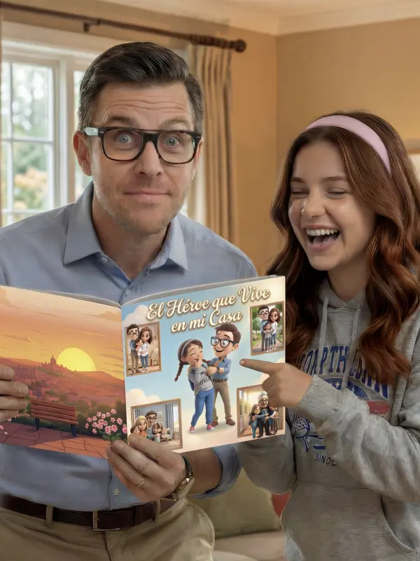 Familia celebrando festividad con cuento personalizado