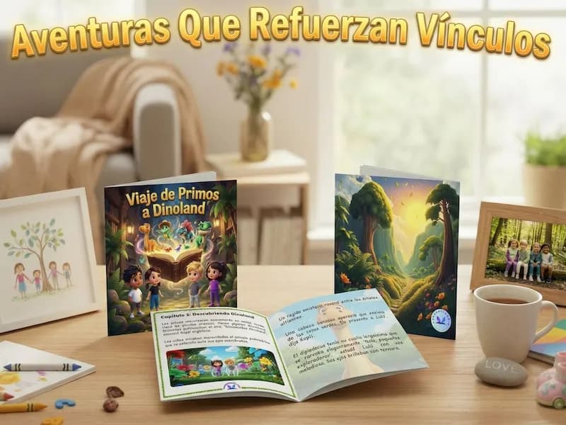 Cuento personalizado sobre cambios familiares por divorcio, libro físico en mesa