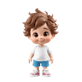 Personaje del pool genérico: niño · pelo ondulado castaño