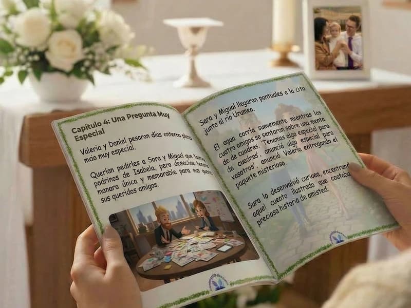 Foto de cuento físico personalizado para bautizo