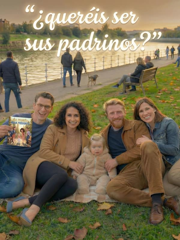 Padrinos con cuento personalizado del bautizo