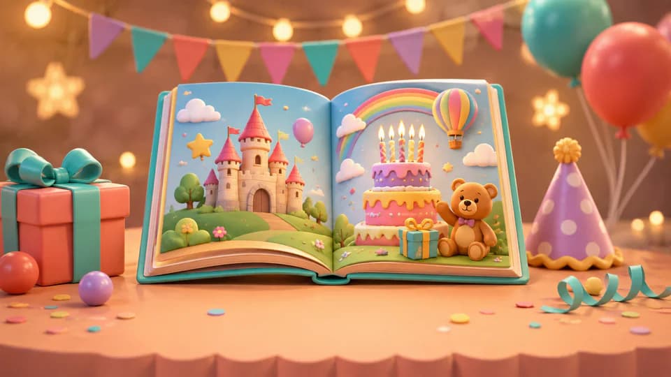 Cuento ilustrado preparado como regalo para una celebración