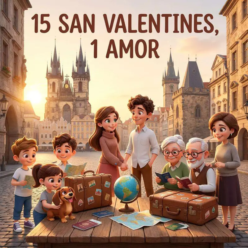 Aitana y Hugo con sus gemelos Antonio y Candela y el perro Neo, delante del faro