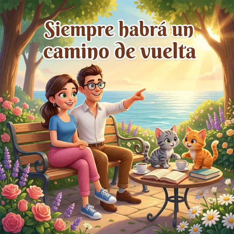 Valeria y Adrián con sus gatos Toski y Coby en el salón de su apartamento