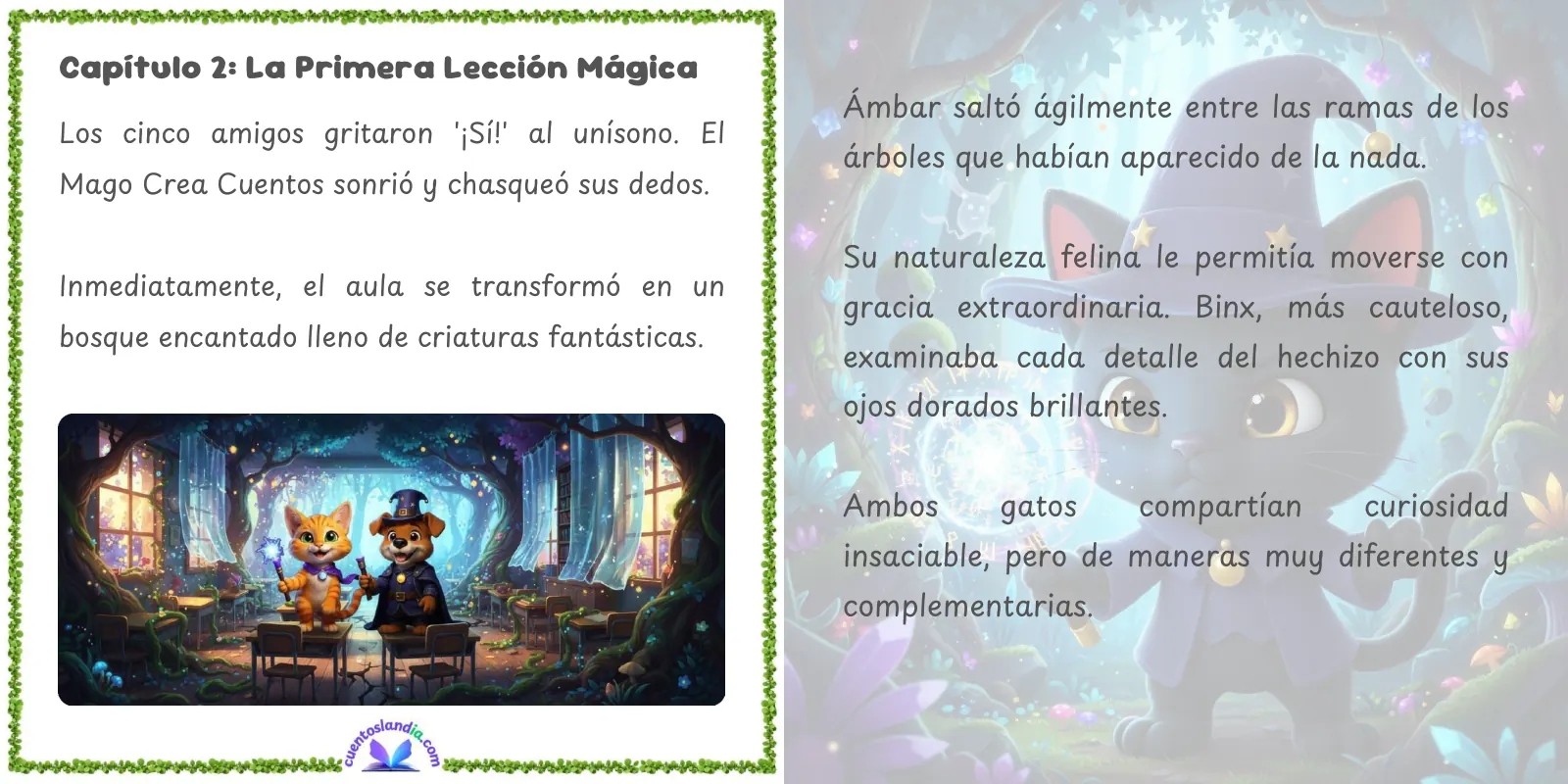 Doble página de «Clases de Magia en Abra Cadabra»