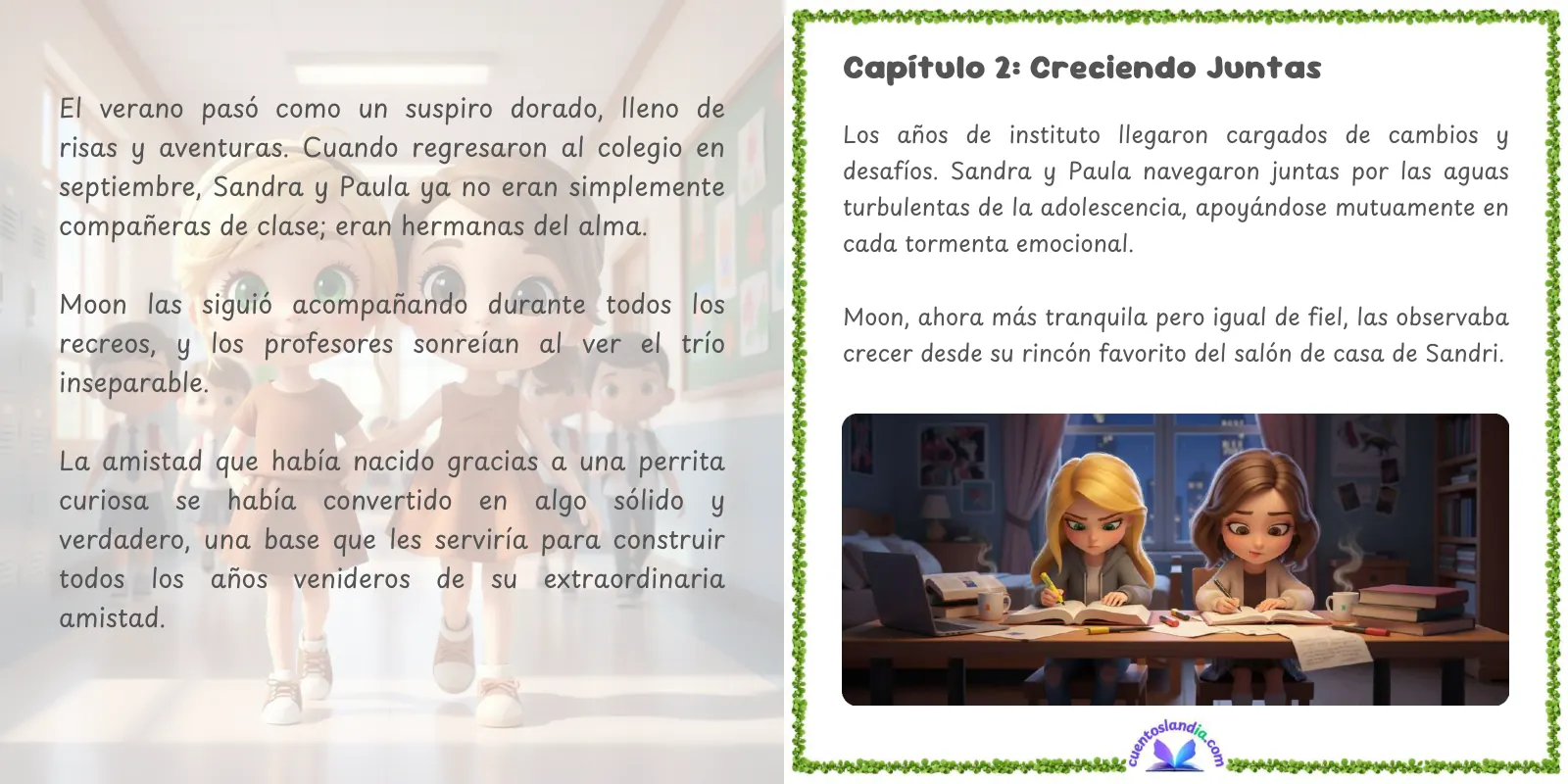 Doble página de «Sandra y Paula, Compañeras de Batallas Infinitas»