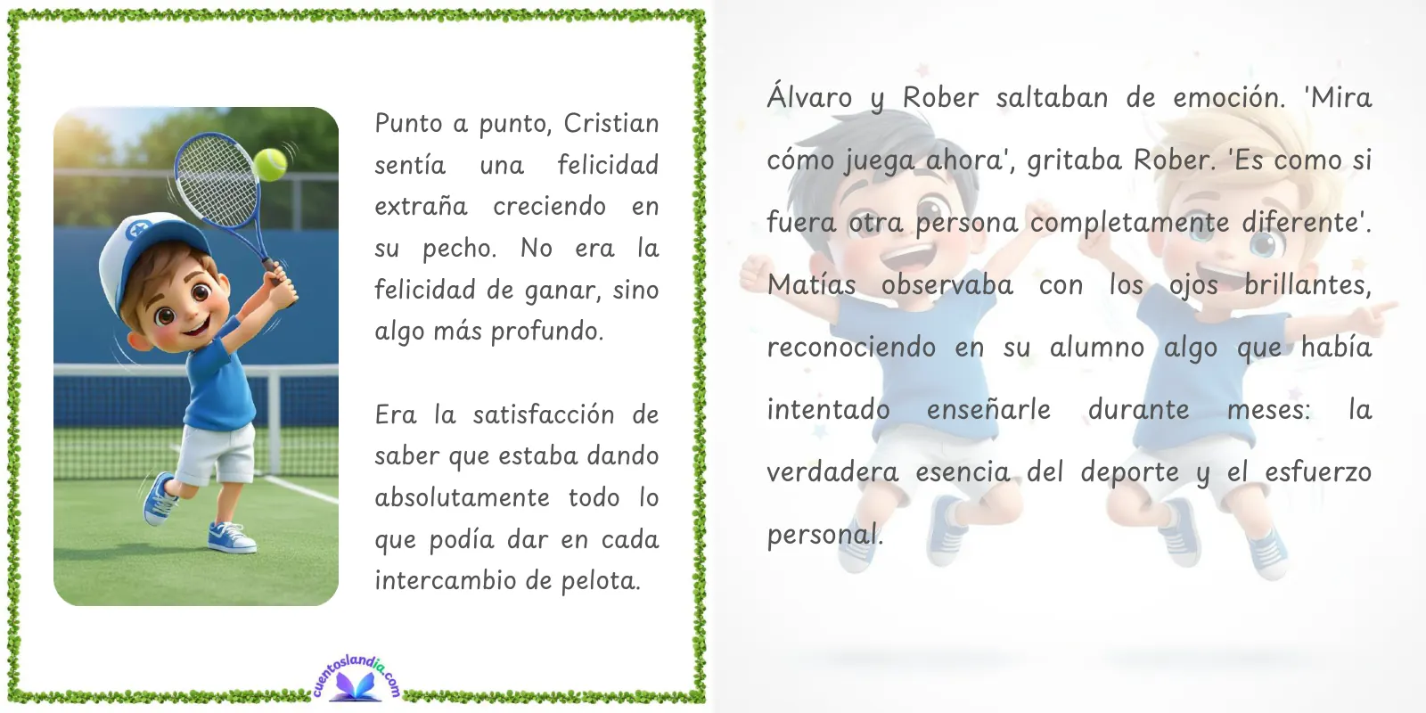 Doble página de «Cristian y el Secreto del Esfuerzo»