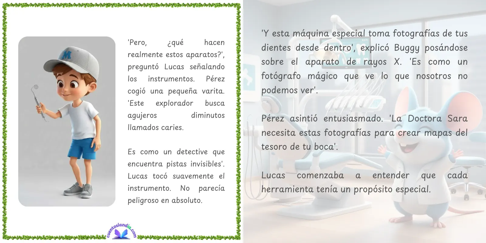 Doble página de «El Dentista Mágico y sus Sorprendentes Amigos»