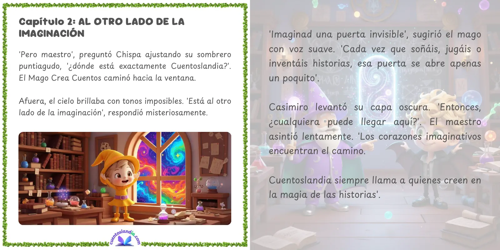 Doble página de «Cuentoslandia: el origen del reino mágico de los cuentos»