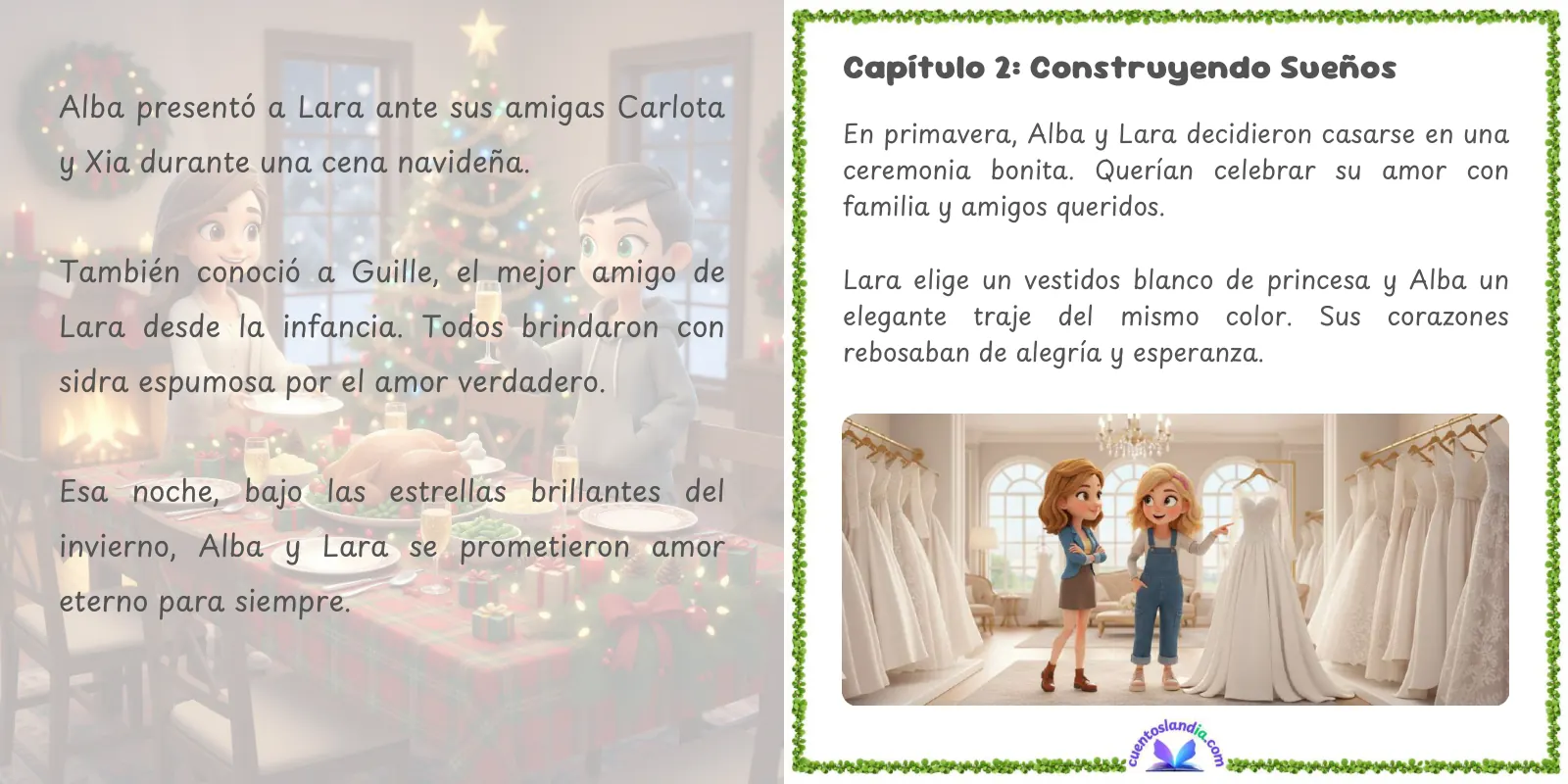 Doble página de «La Historia de Amor de Mamá y Mamá»