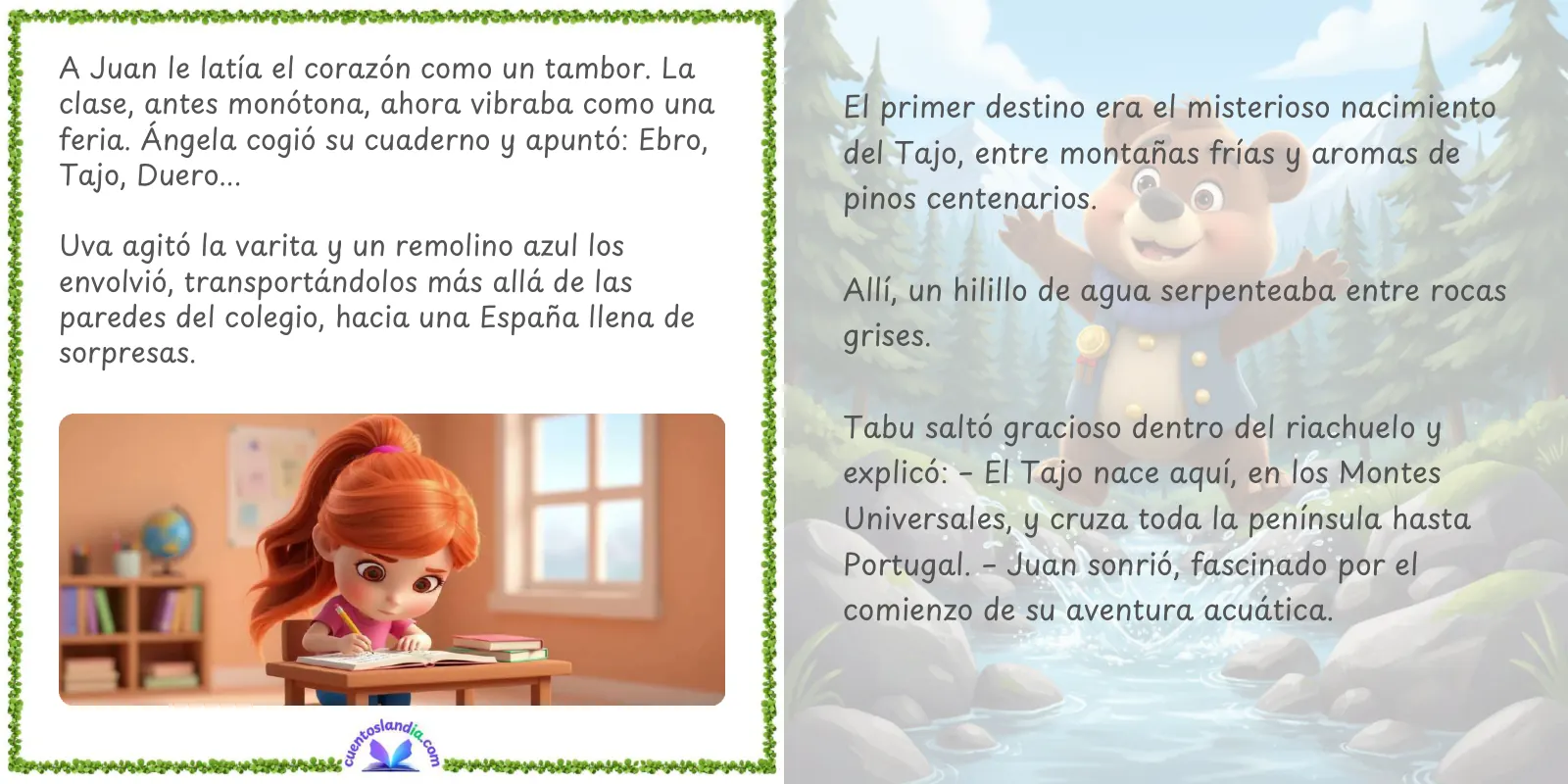 Doble página de «Juan y la Brújula del Agua»
