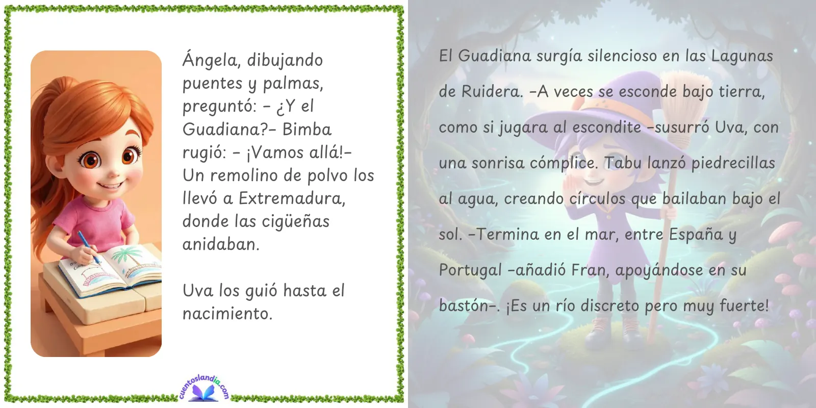 Doble página de «Juan y la Brújula del Agua»