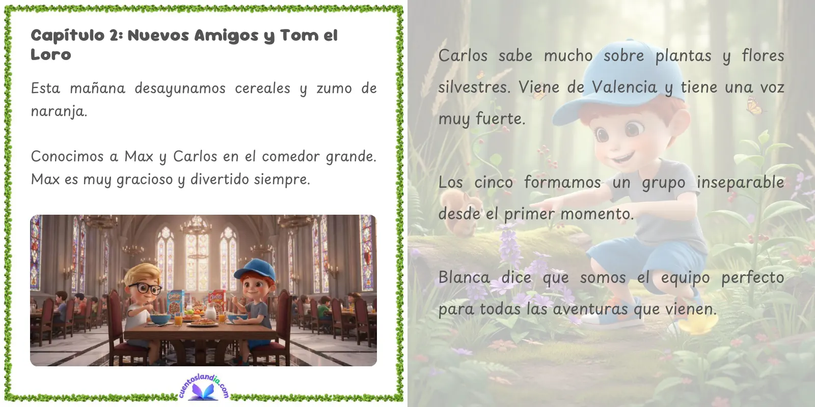 Doble página de «El Verano de Julieta en el Campamento»