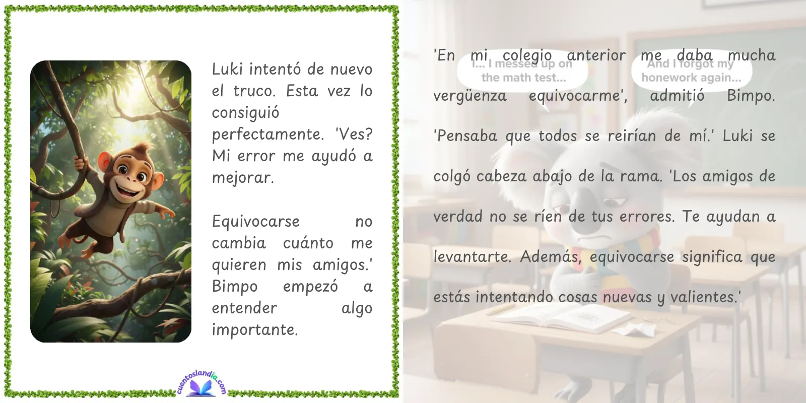 Doble página de «La Aventura de Creer en Mí: Viaje a Autoestima»
