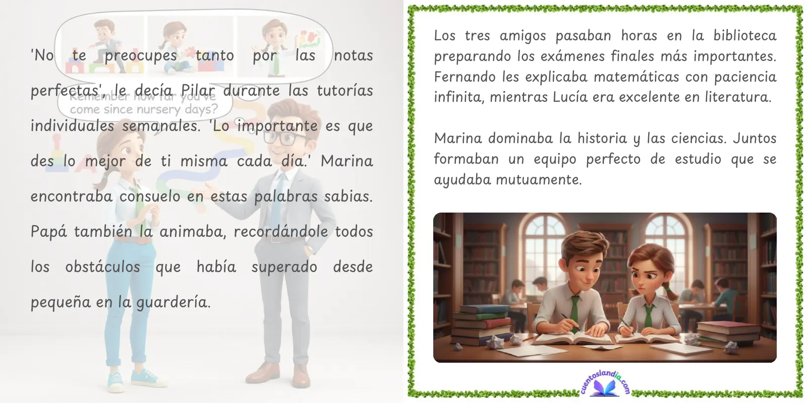 Doble página de «La Graduación de Marina»