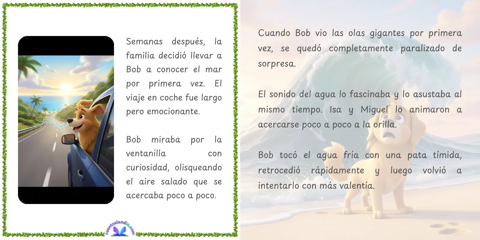 Doble página de «Las Aventuras de Bob: Historia de un Perro Feliz»