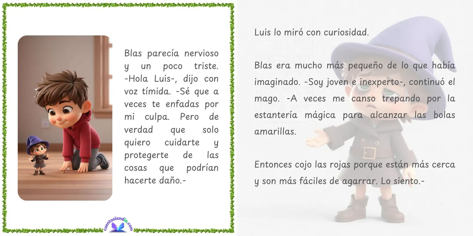 Doble página de «Luis y las Bolas de Colores: Aprendiendo a Sentir»