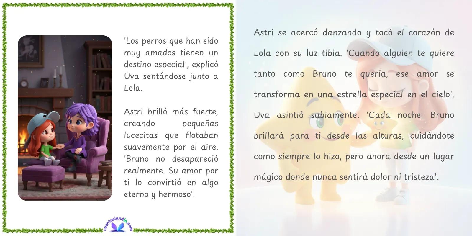 Doble página de «Mi Perro Bruno: Un Recuerdo en las Estrellas»