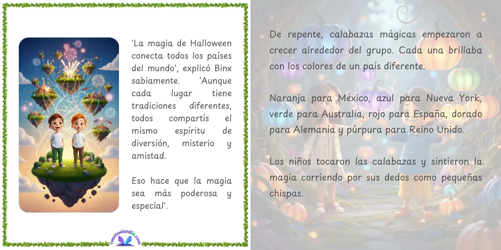 Doble página de «El misterio de Halloween con el Gato Binx»