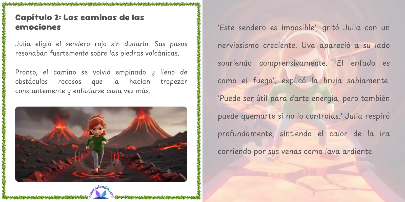 Doble página de «Julia, Pepe y Matilda en la Montaña de las Emociones»