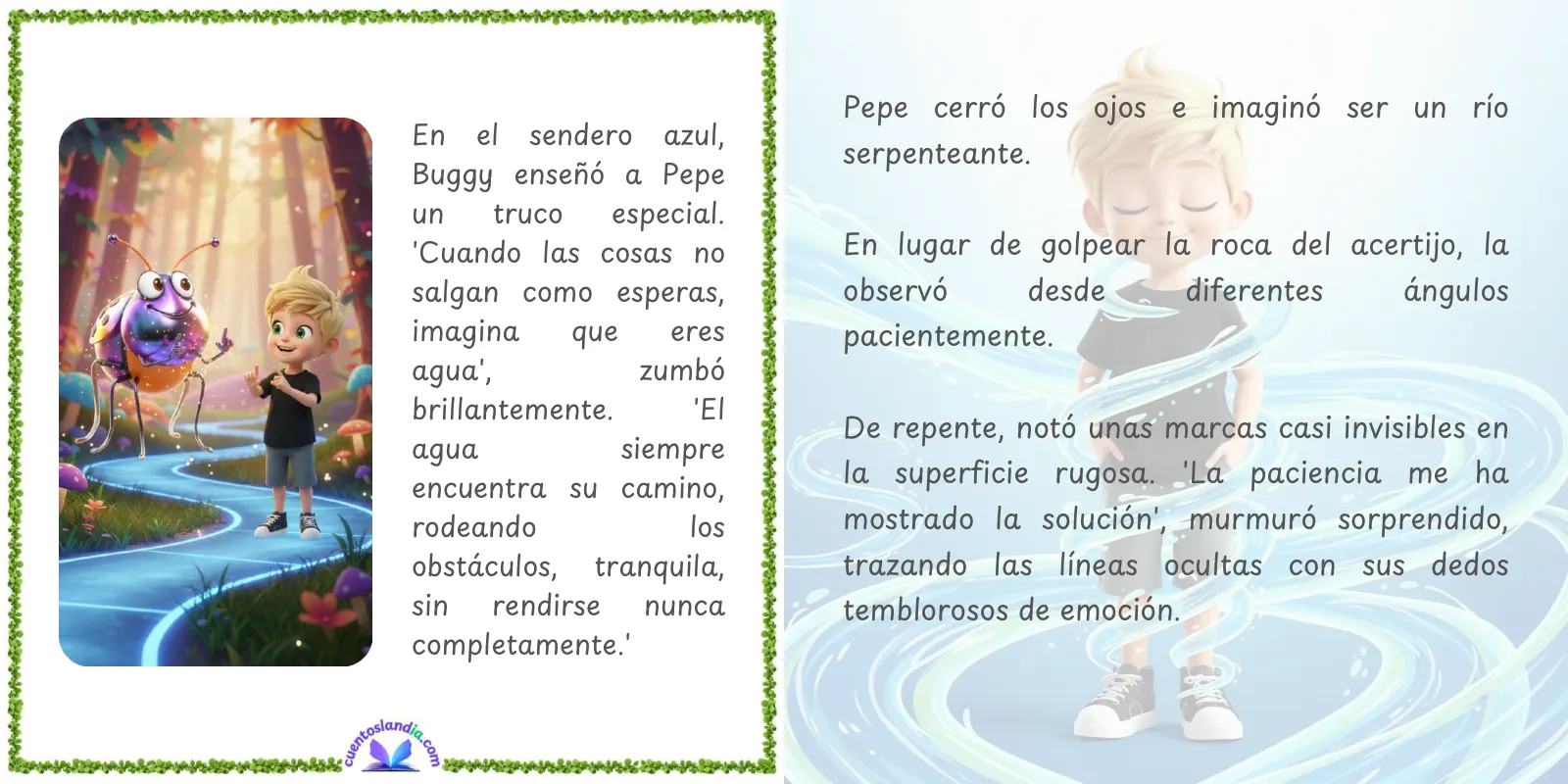 Doble página de «Julia, Pepe y Matilda en la Montaña de las Emociones»