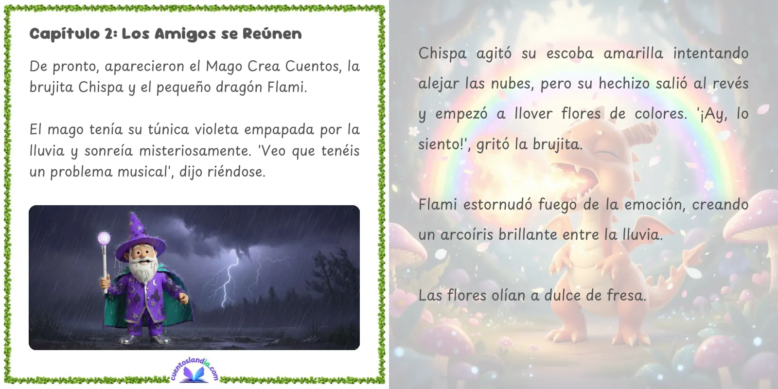 Doble página de «Princesas de Cuentoslandia: Un Canto para la Tormenta»