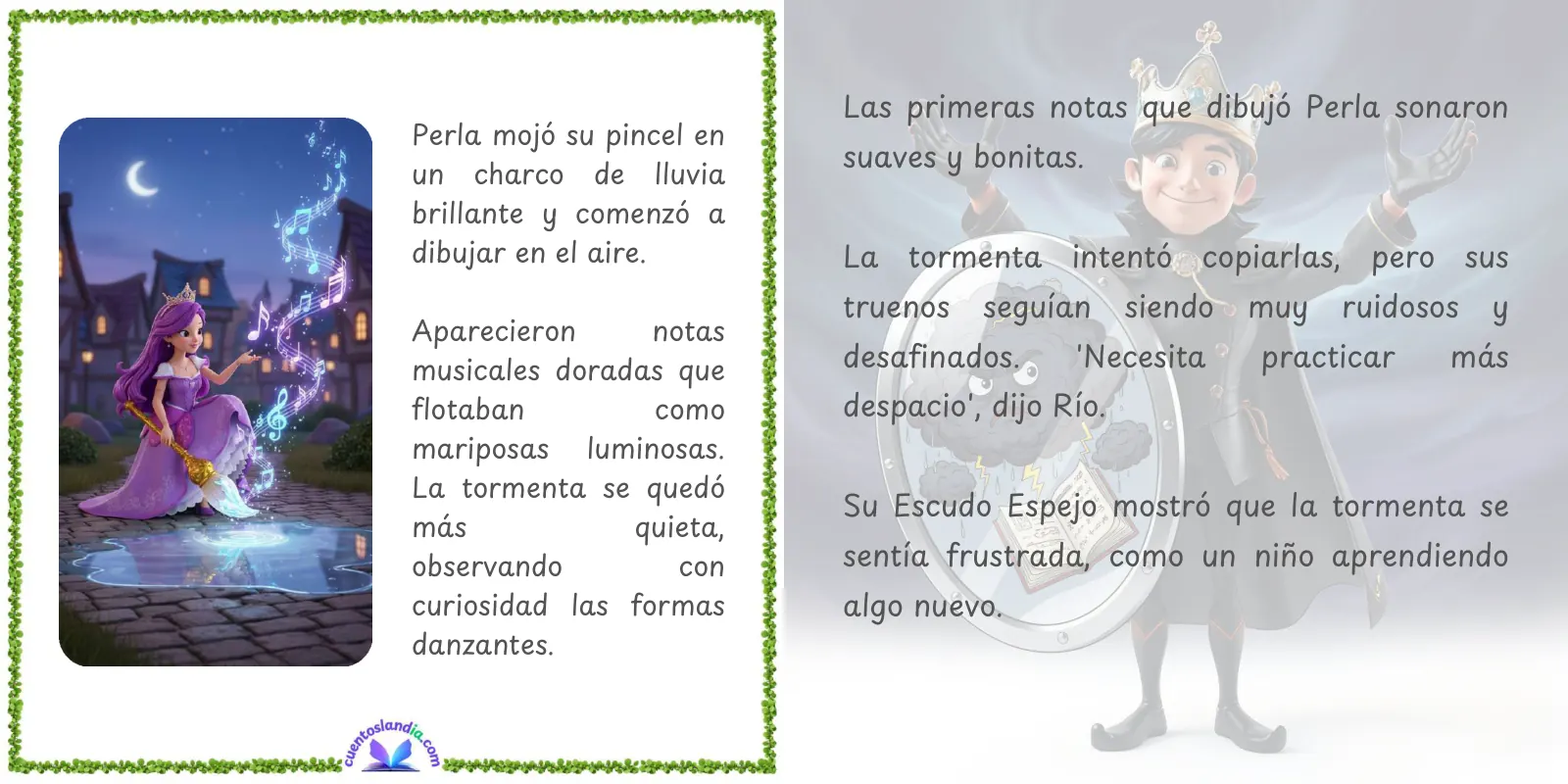 Doble página de «Princesas de Cuentoslandia: Un Canto para la Tormenta»