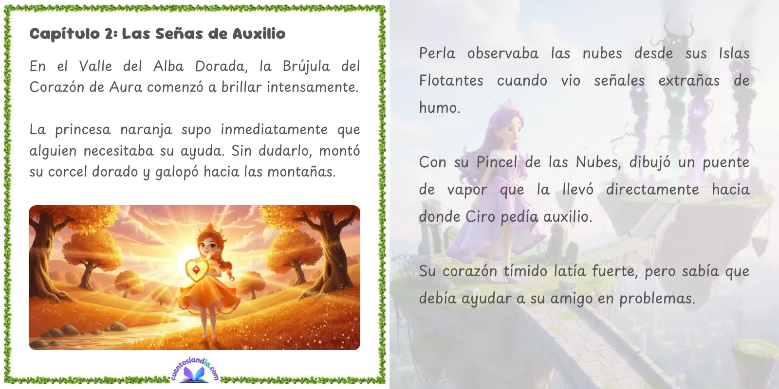 Doble página de «Princesas de Cuentoslandia: El Misterio de las Palabras Perdidas»