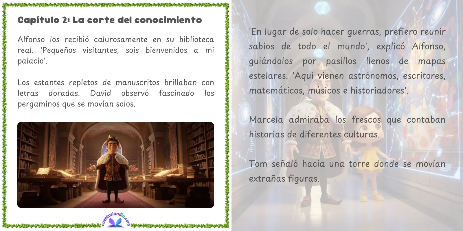 Doble página de «Viaje a la Corte de Alfonso X el Sabio»