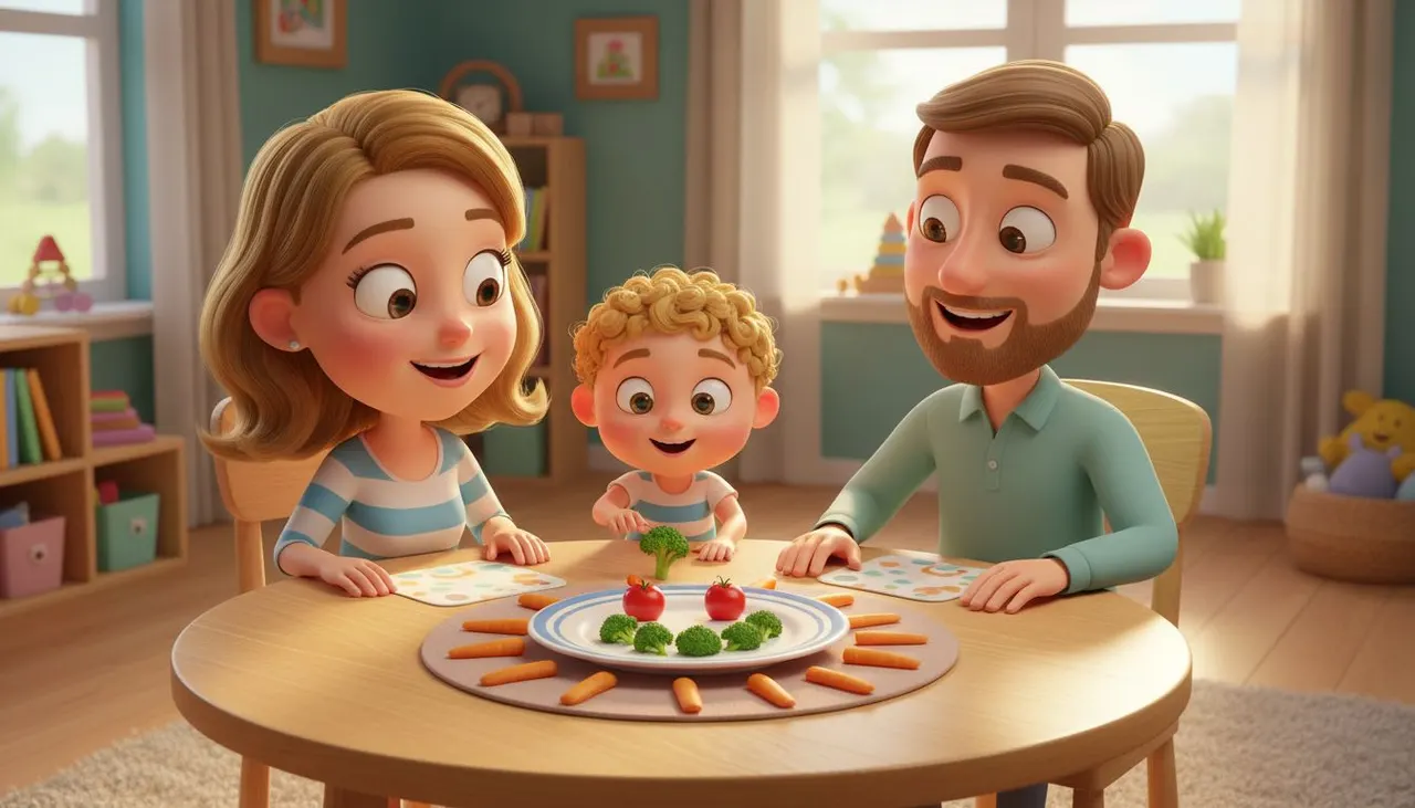Plato divertido con verduras con formas para animar a un niño que no come