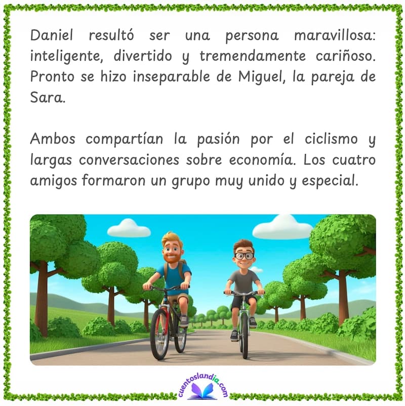 Ilustración del cuento personalizado de bautizo reproduciendo la escena real de los cuatro amigos