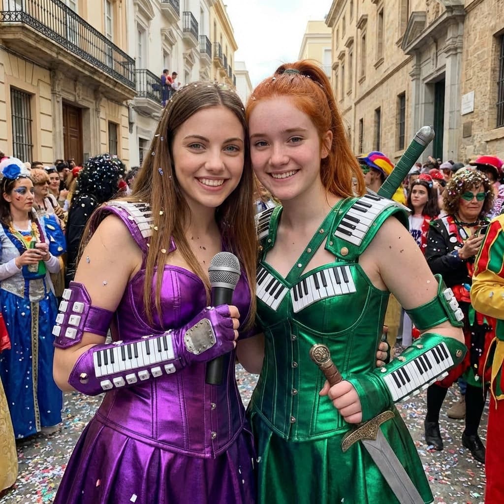 Ángela y sus amigos con disfraces de superhéroes K-pop en Cádiz
