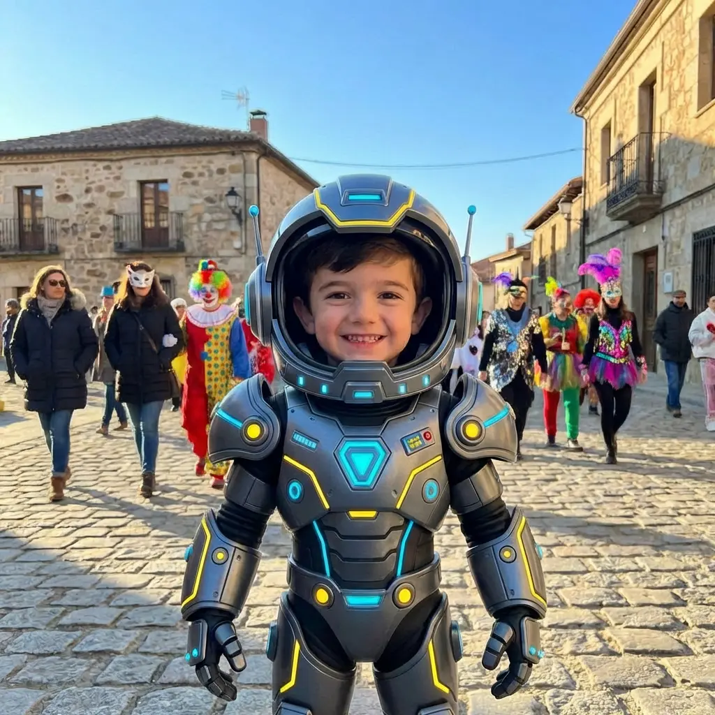 Edu con su disfraz de astronauta en la vida real