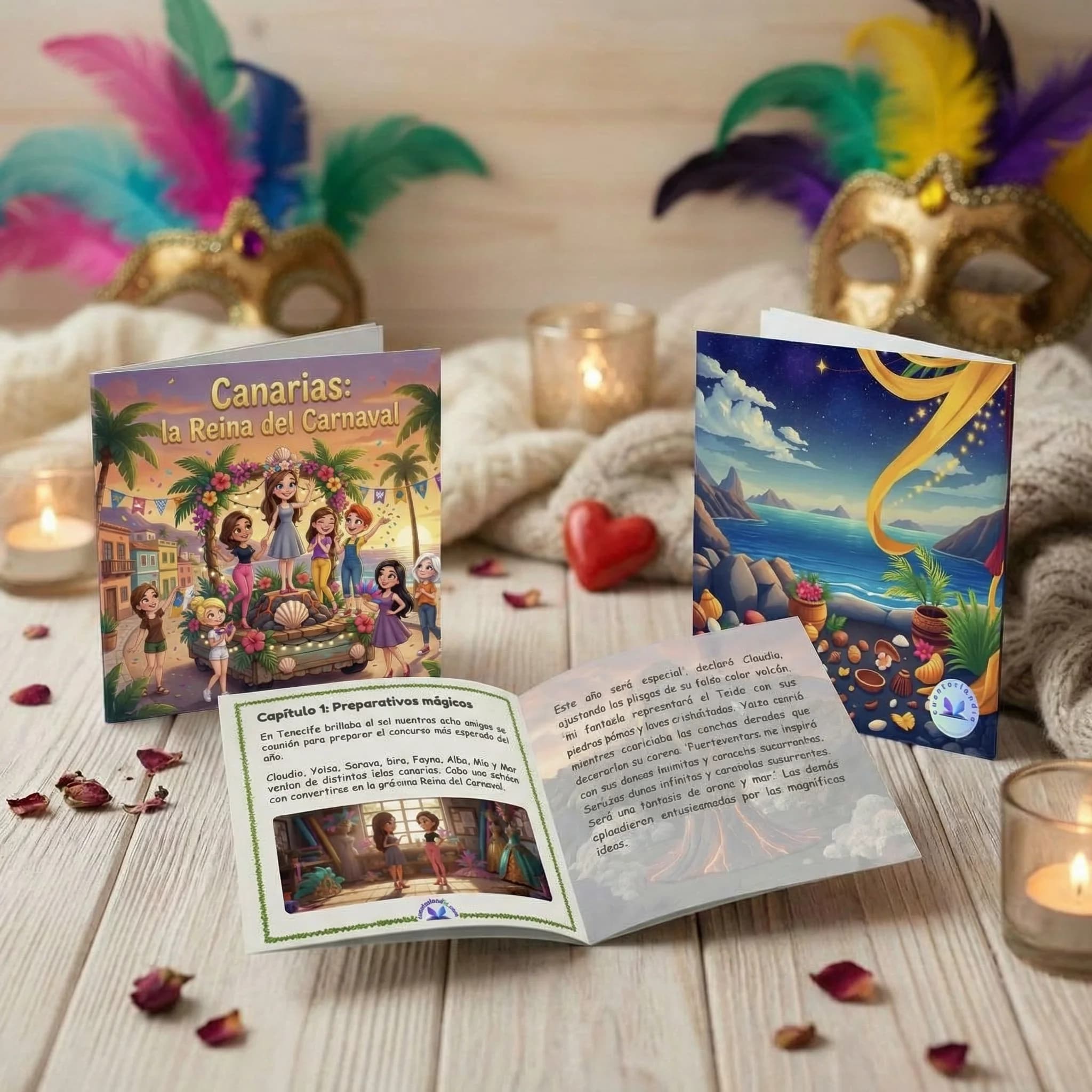 Preparación del cuento personalizado de carnaval como regalo