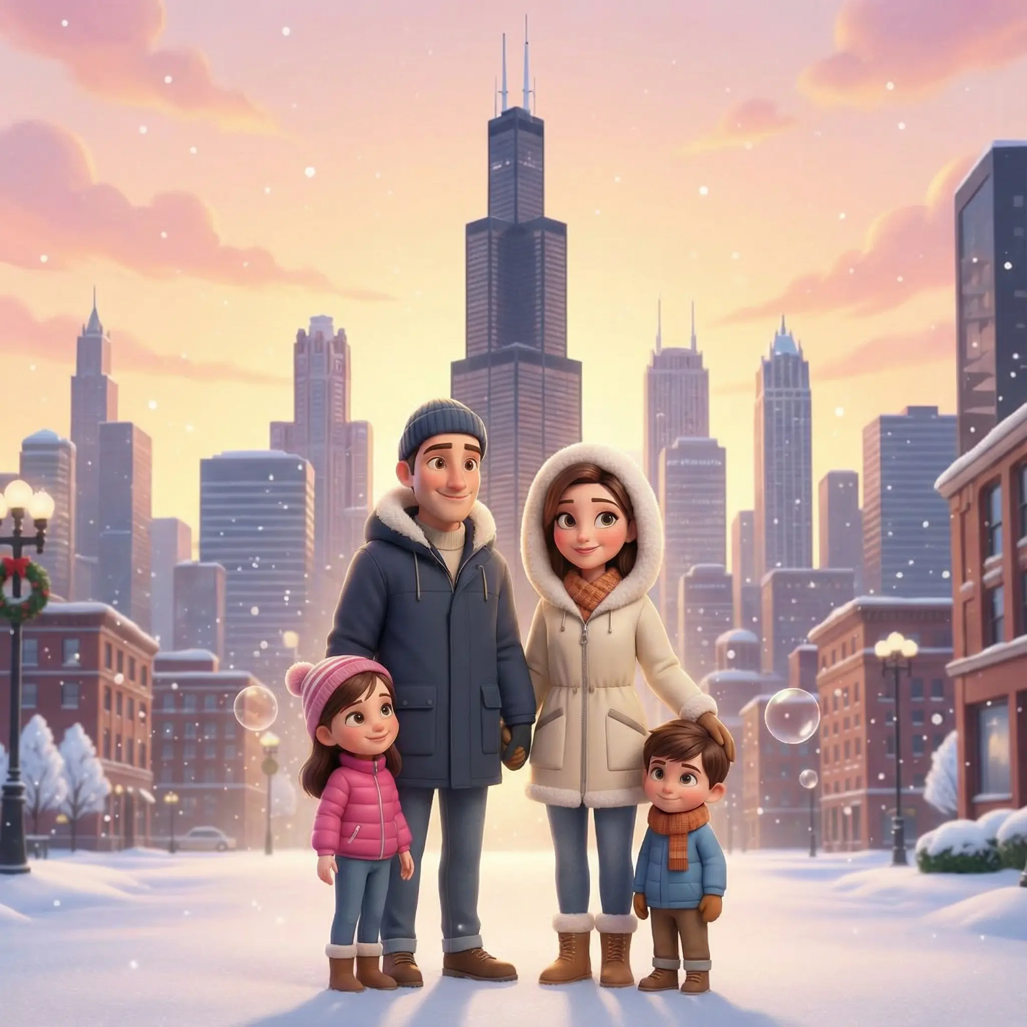 Foto IA familia en Chicago