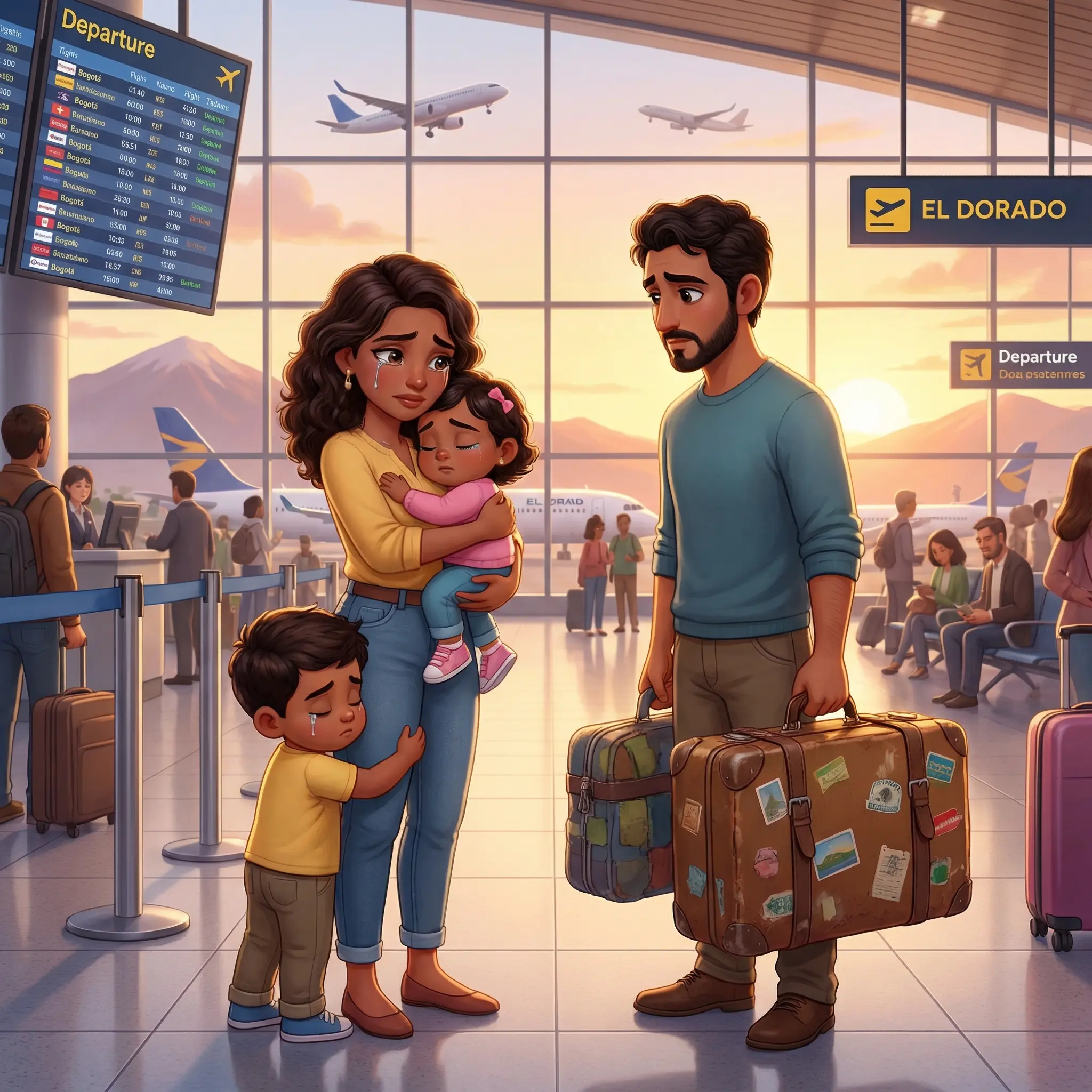 Foto IA despedida aeropuerto Colombia
