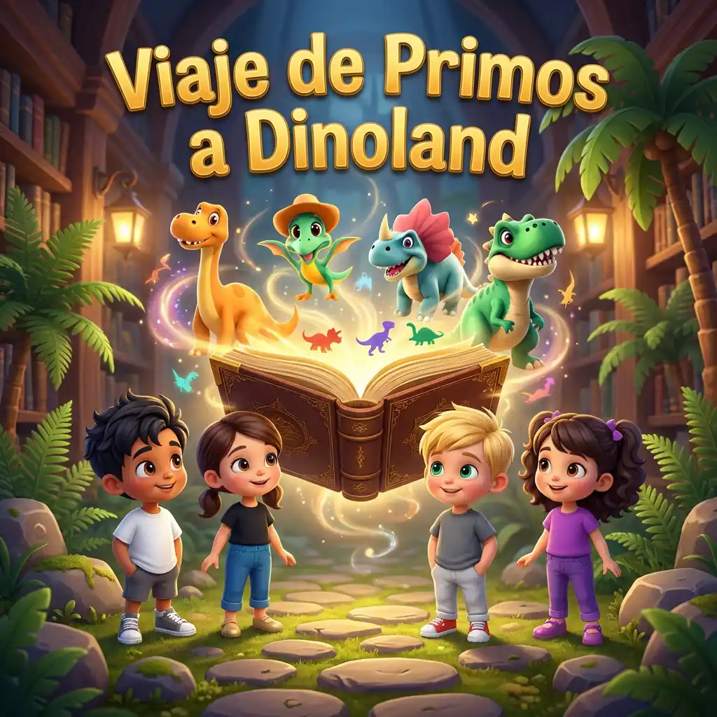 Viaje de primos a Dinoland - Cuento AI