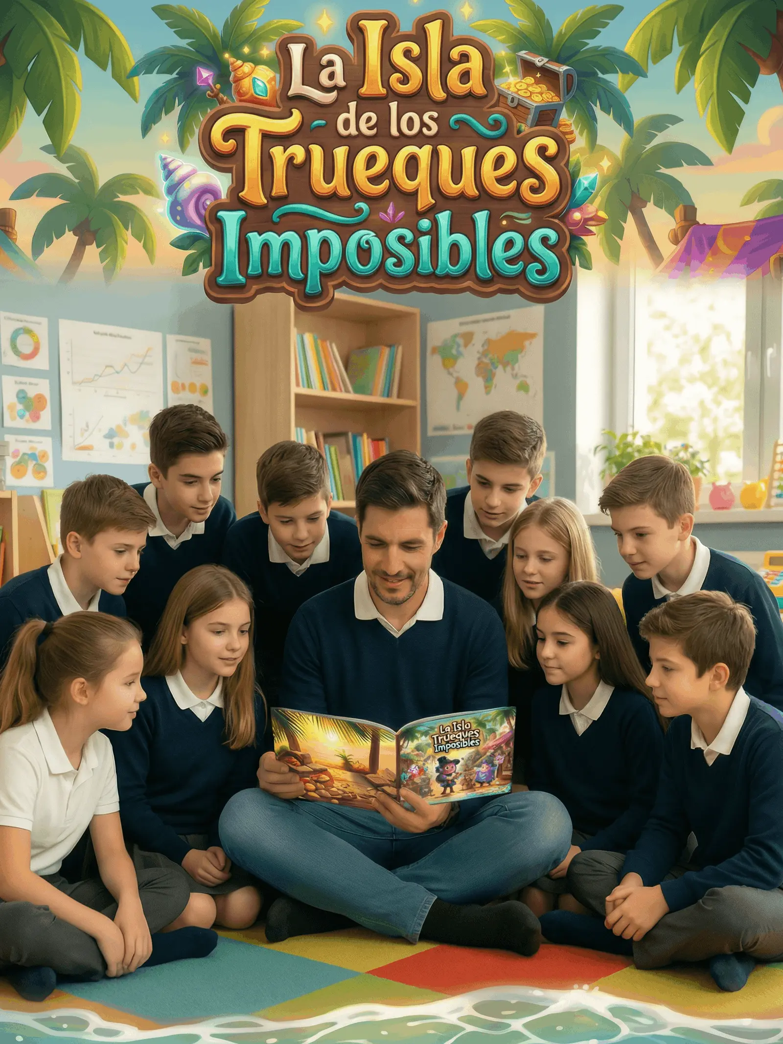 Niños aprendiendo el valor del dinero con un cuento personalizado educativo
