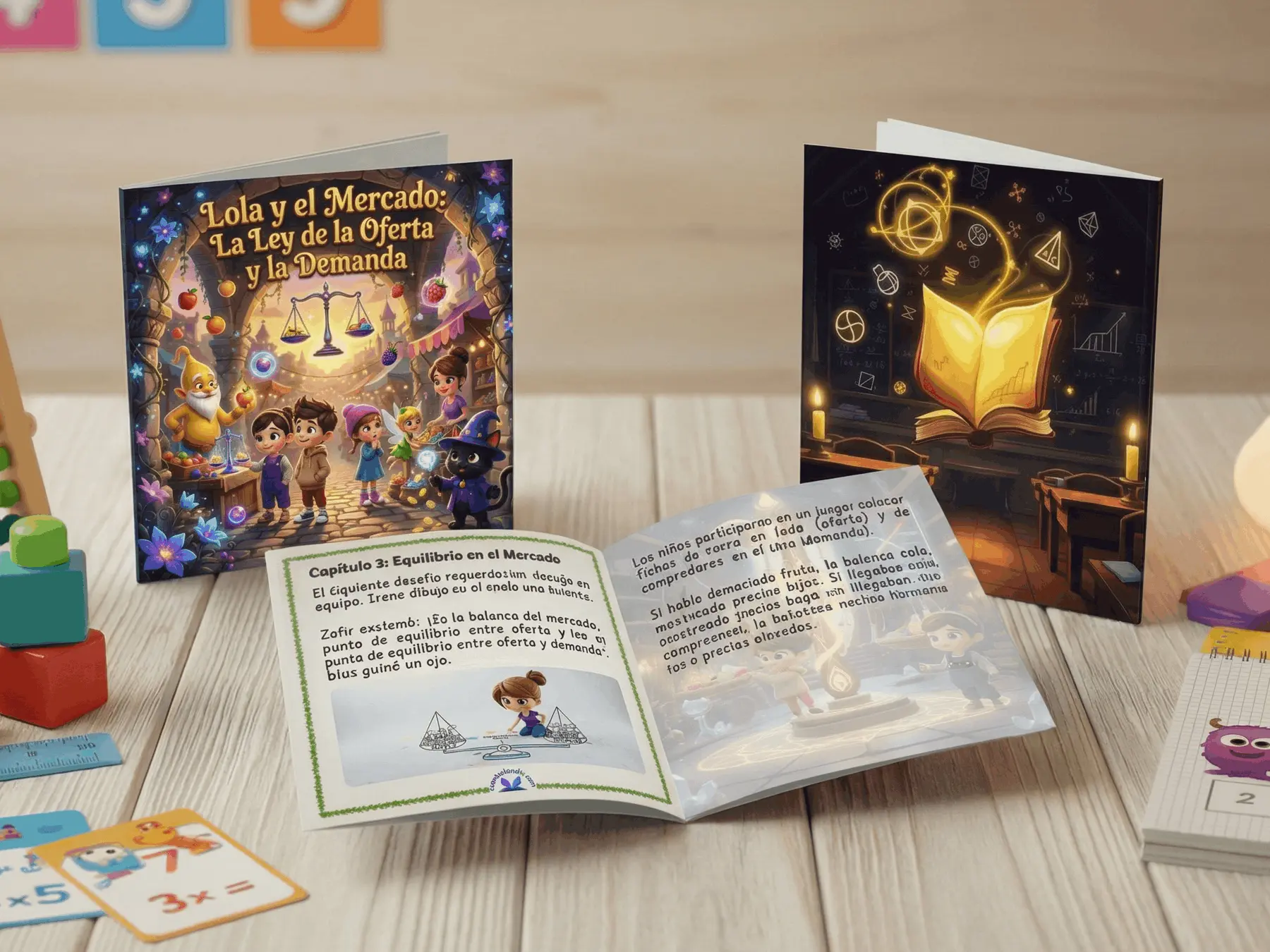 Cuento personalizado de economía sobre oferta y demanda, versión física impresa