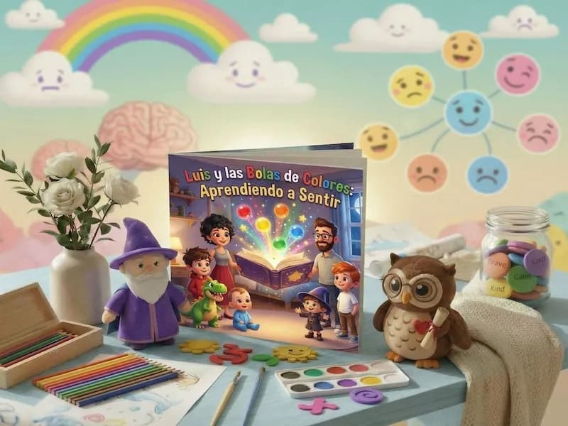Cuento personalizado de emociones con bolas de colores aprendiendo a sentir, libro impreso