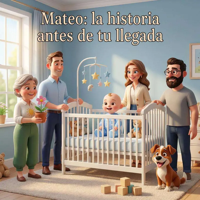 Claudia y Alejandro esperan la llegada de Mateo en el salón de casa con Blue, su perro, entre ellos