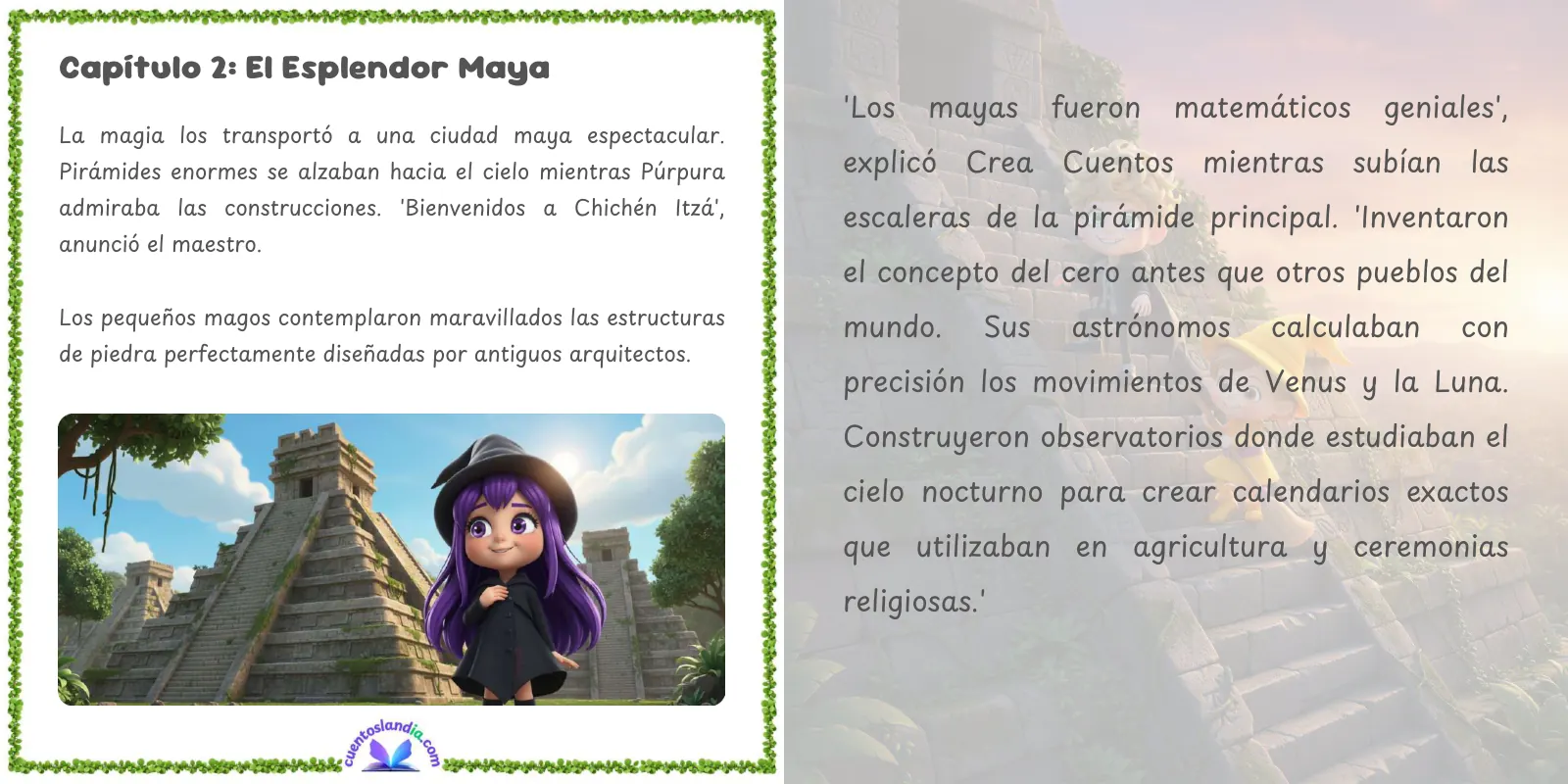 Doble página de «Historia en Abra Cadabra: Las Culturas Mesoamericanas»