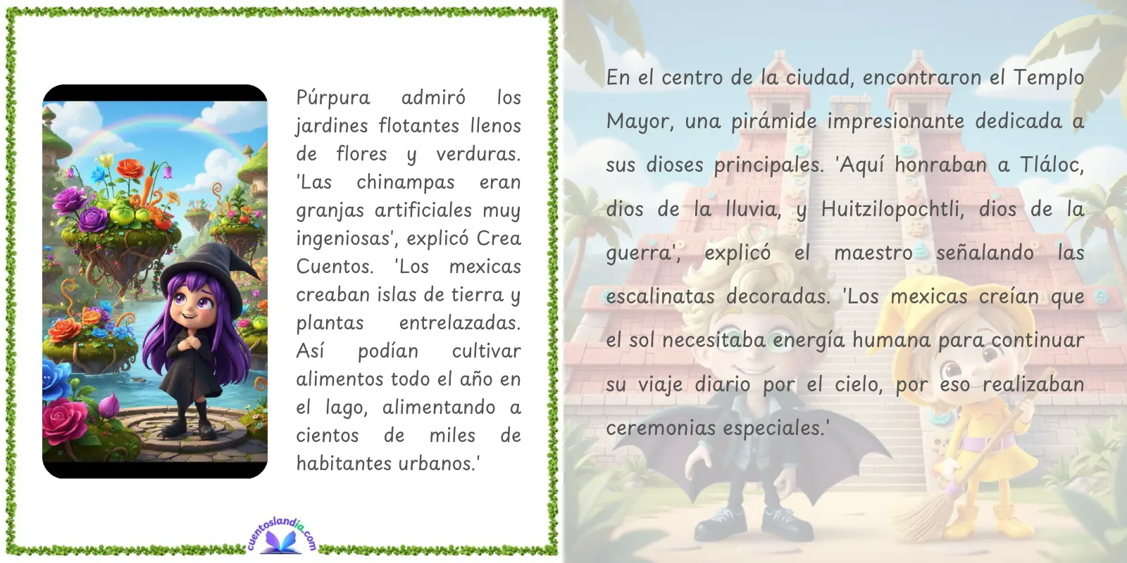 Doble página de «Historia en Abra Cadabra: Las Culturas Mesoamericanas»