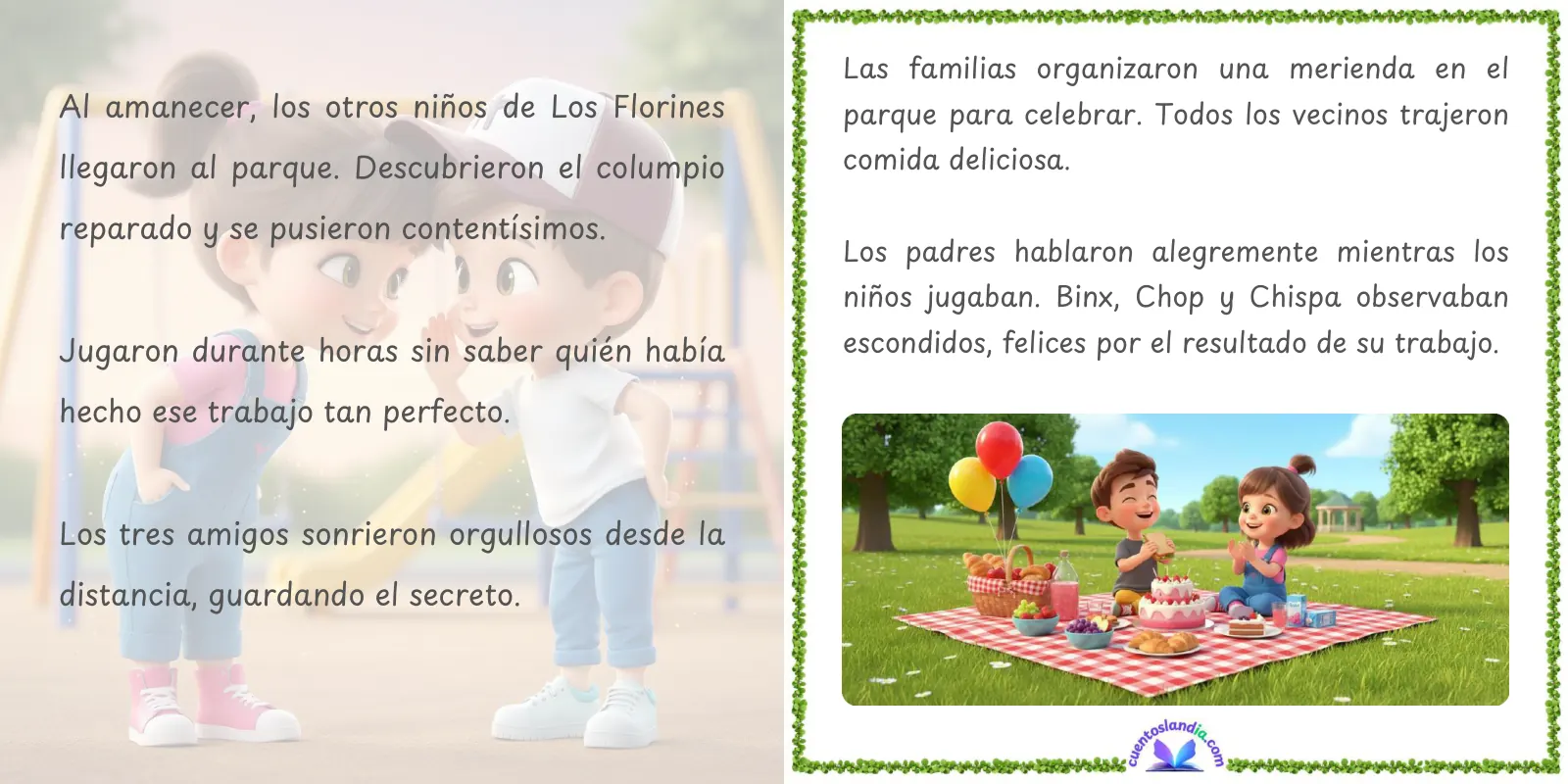 Doble página de «Amistad y Magia en Los Florines»