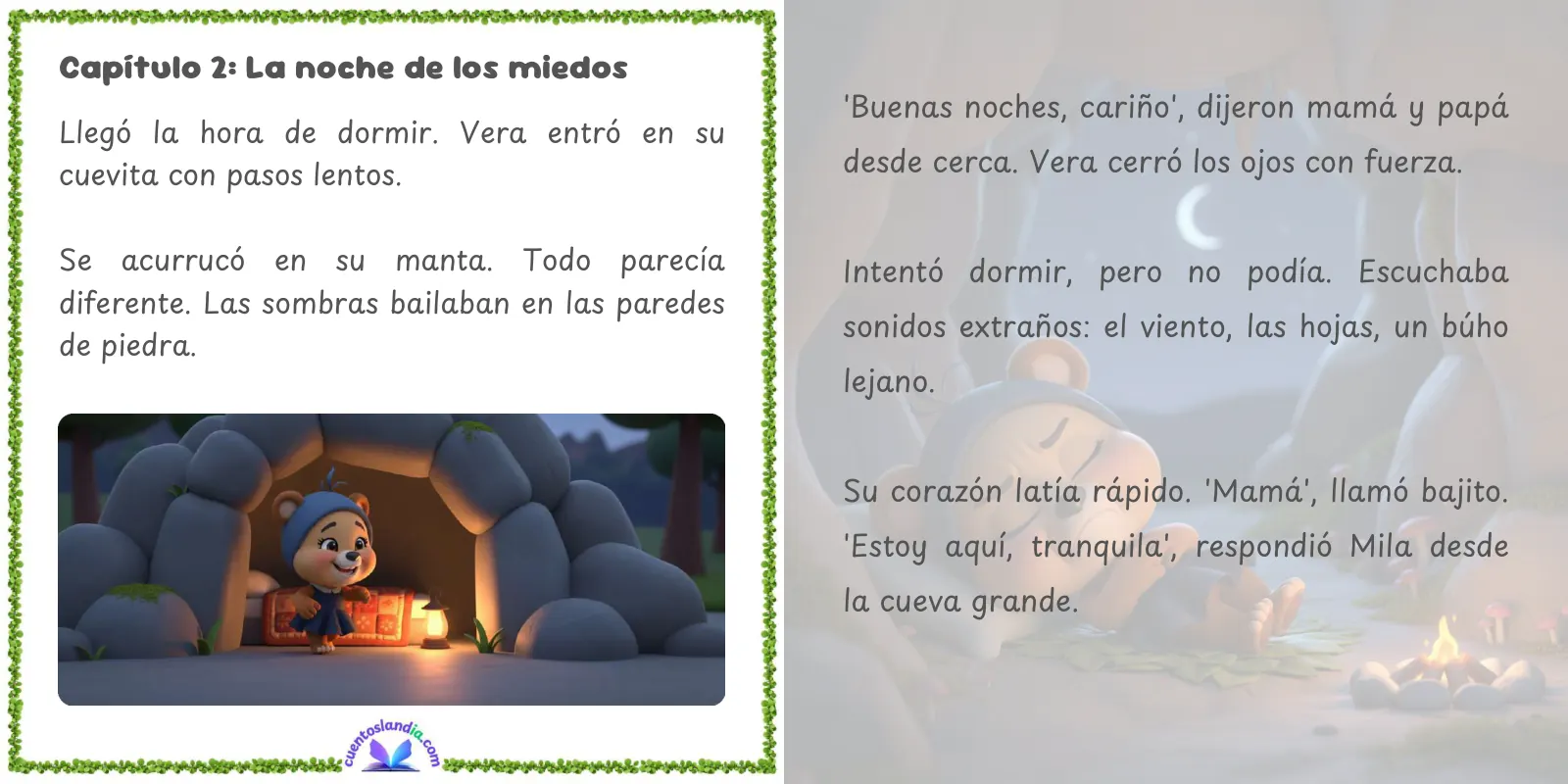 Doble página de «Las Aventuras de Vera al Dormir Sola»