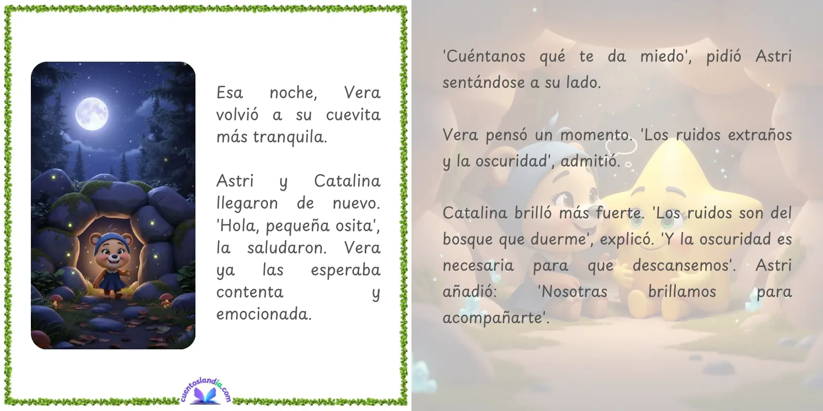 Doble página de «Las Aventuras de Vera al Dormir Sola»