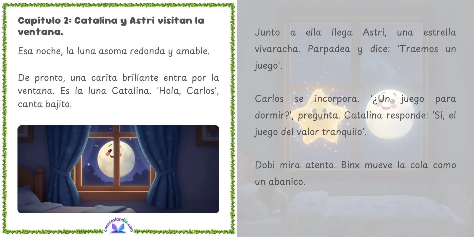 Doble página de «Carlos y su Aventura para Dormir Solo»