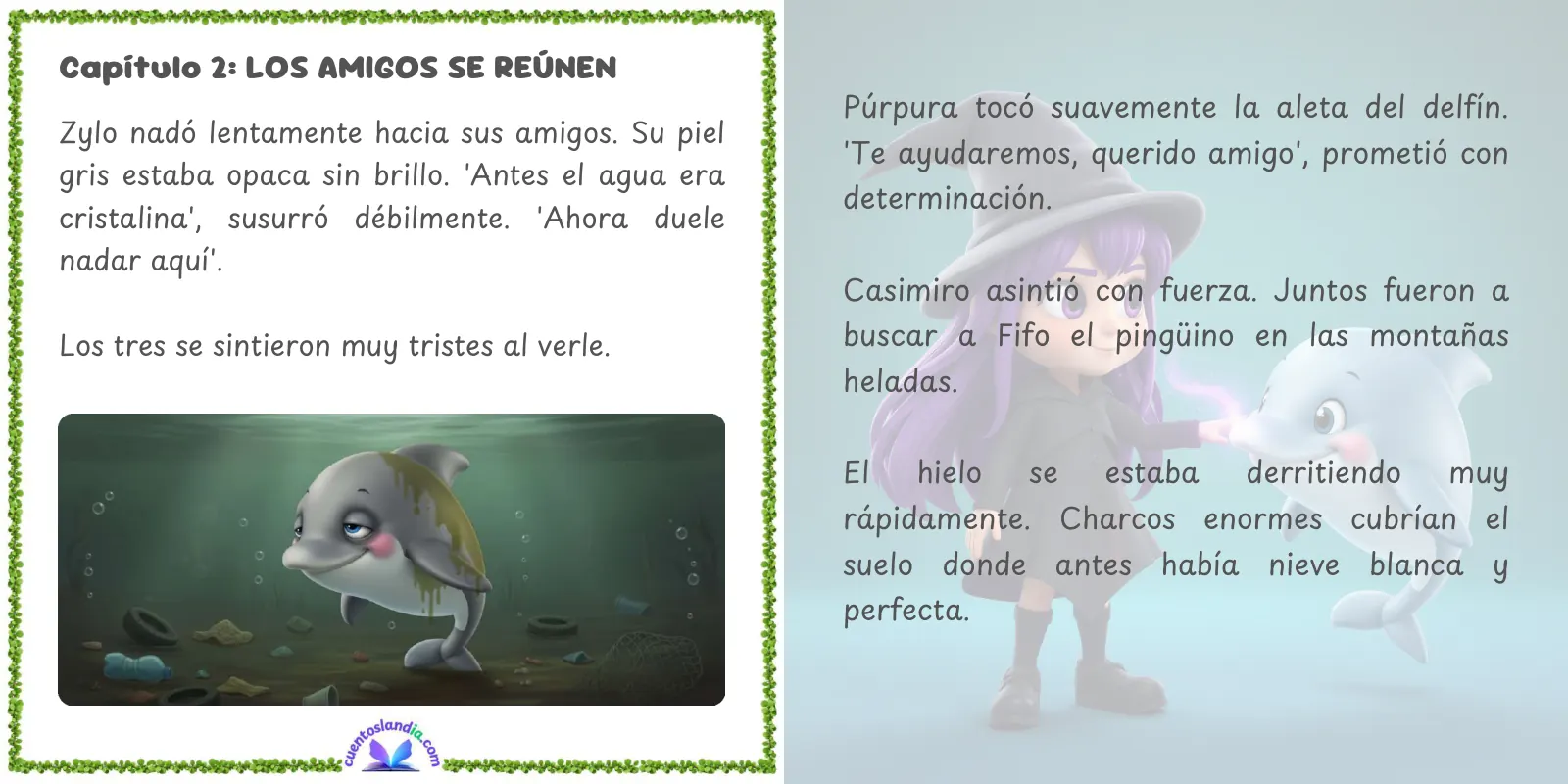 Doble página de «Casimiro y Púrpura Salvan el Planeta»