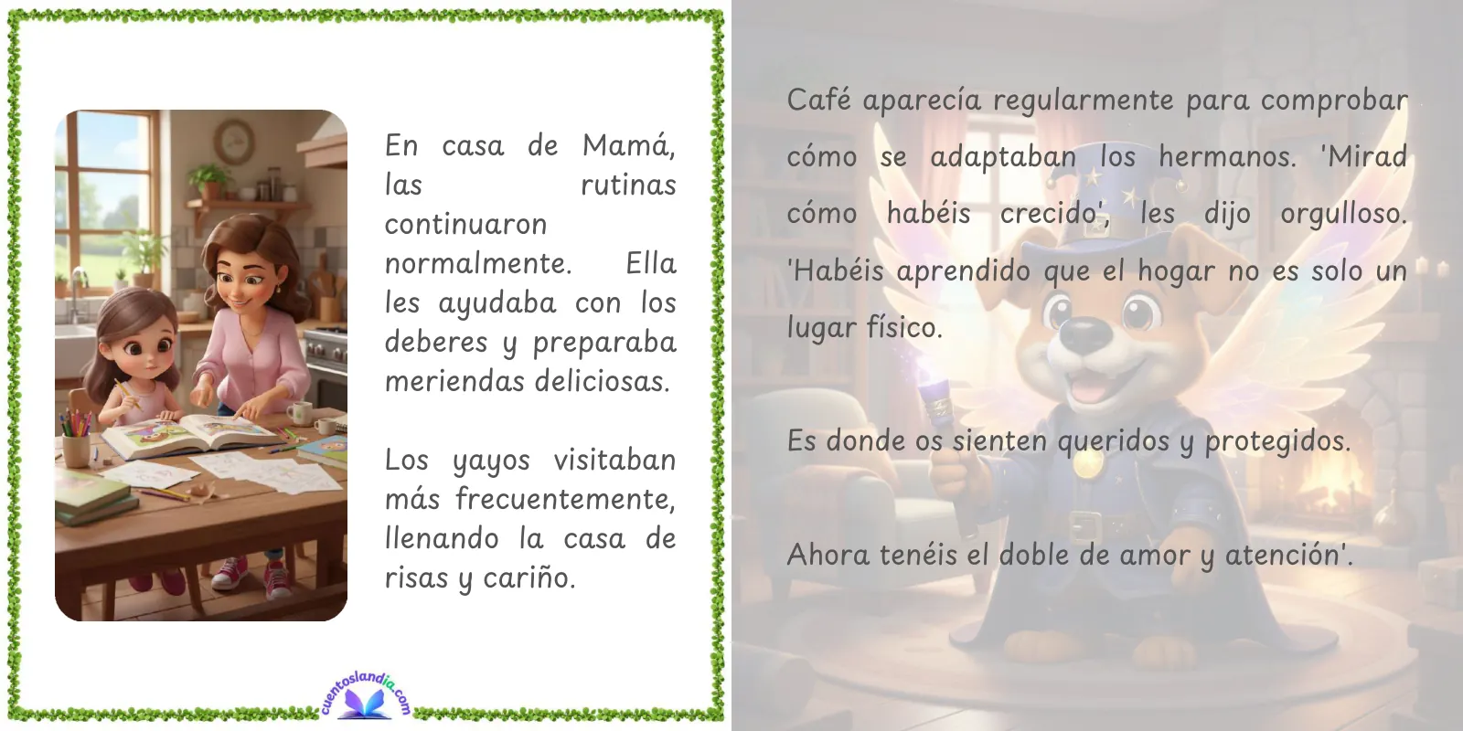 Doble página de «Vientos de Cambio: 2 Hogares, 1 Corazón»